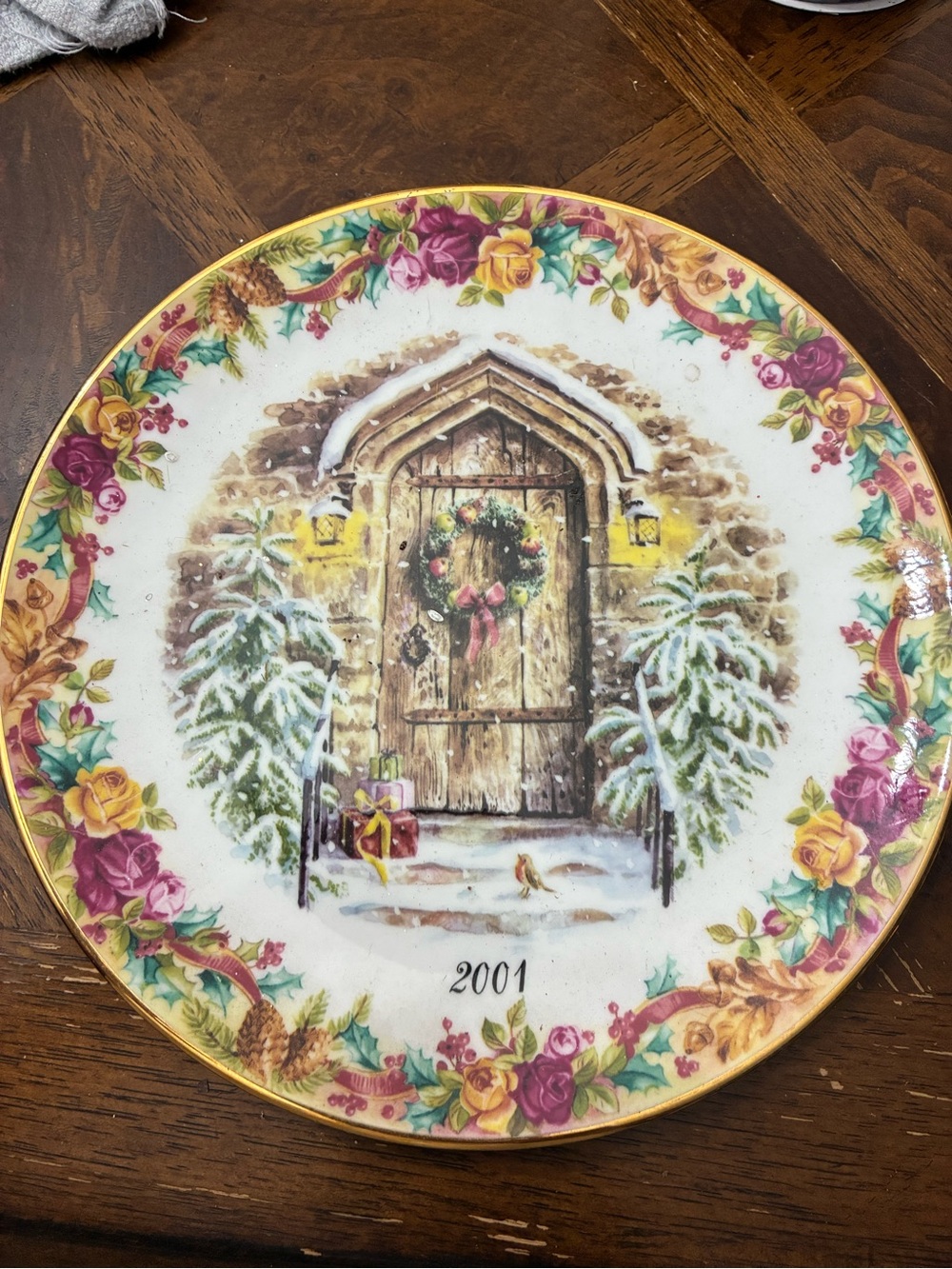 Holiday Decorative Collector Plate - Festive Door Scene (2001)